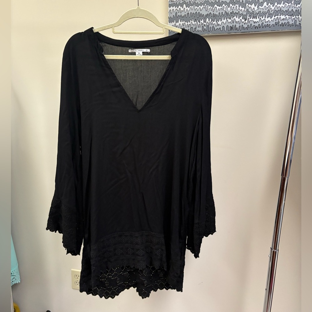 O'Neill Black Tunic Top with Lace Trim